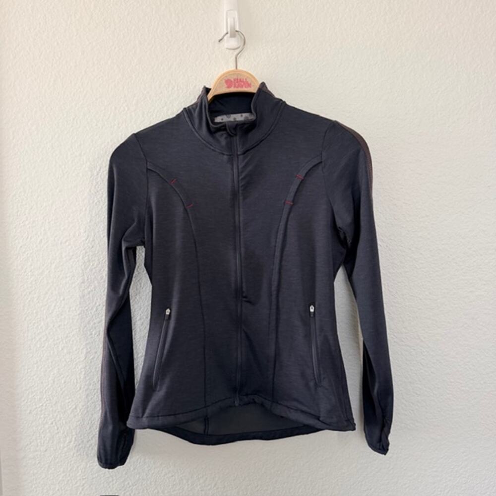 Athleta Jacket Women's Medium Gray Love Full Zip Mock Neck Pockets Stretch
